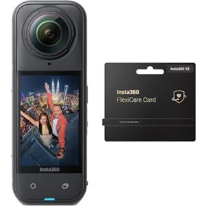 Insta360 X5 Pack FlexiCare -Action Cam Impermeabile 360° in 8K, Superba in Bassa Luce, Selfie Stick Invisibile, Obiettivi Sostituibili, Autonomia 3 ore, Cover Antivento, Stabilizzazione