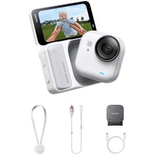 Insta360 GO Ultra Pack Standard Bianco Artico - action cam mini 4K a mani libere, indossabile, superba in bassa luce, montala ovunque, stabilizzazione FlowState, 200 min di carica, bici e corsa