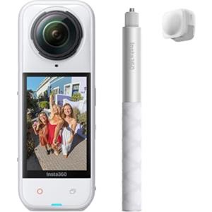 Insta360 X5 Pack Get Set Bianco Satinato - Action Cam Impermeabile 360° in 8K, Superba in Bassa Luce, Selfie Stick Invisibile, Obiettivi Sostituibili, Batteria con Autonomia 3 ore, Cover Antivento