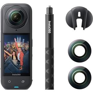 Insta360 X5 Pack Sostituzione Obiettivo-Action Cam Impermeabile 360° in 8K, Superba in Bassa Luce, Selfie Stick Invisibile, Obiettivi Sostituibili, Autonomia 3 ore, Cover Antivento, Stabilizzazione