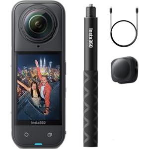 Insta360 X5 Pack Get Set - Camera Impermeabile 8K 360º, Superba in Bassa Luce, Selfie Stick Invisibile, Obiettivi Sostituibili, Batteria con Autonomia 3 ore, Cover Antivento, Stabilizzazione