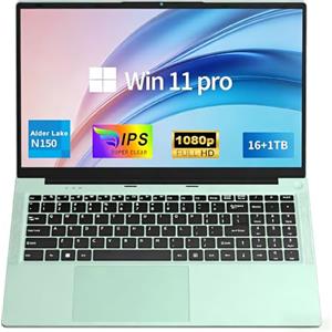FUNYET Computer Portatile da 15,6 pollici, 2026 Win 11 Pro Laptop, 16 GB di RAM, 1 TB di SSD, Laptop PC Portatil Processore N150 (fino a 3,6 GHz), 6000 mAh, FHD 1920 * 1080 Notebook, verde