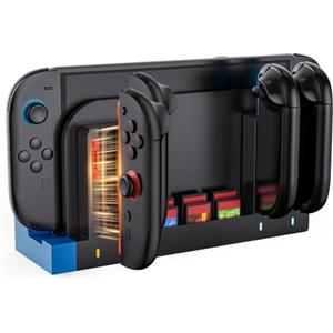RunSnail Stazione Di Ricarica Per Joycon Switch 2, Dock Di Ricarica Per Controller Switch 2 Per 4 Caricabatterie Joycon Con Indicatore Di Carica, Spazio Per 6 Schede Di Gioco