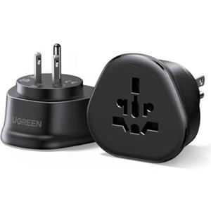 UGREEN Aadattatore Universale da Viaggio UK/US/EU a Tipo B US(treppiedi), Adattatore da Presa per Regno Unito, USA, Canada, Cina, Australia, Italia, Svizzera, Spina Mondiale, Nero