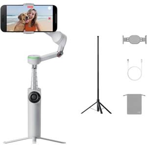 Insta360 Flow 2 Pro Pack Sport Grigio Pietra - Gimbal IA, Stabilizzazione 3 Assi, Tracciamento +200 App con Apple DockKit, Throwpod, Tracciamento di Gruppo e Panoramico 360°, Treppiede e Selfie Stick