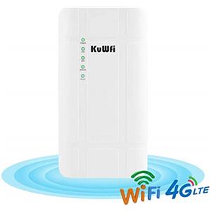 KuWFi Router CPE 4G LTE da Esterno Impermeabile 300 Mbps Adattatore Poe CAT4 LTE Router 3G / 4G SIM Card WiFi per Telecamera IP/Copertura WiFi Esterna