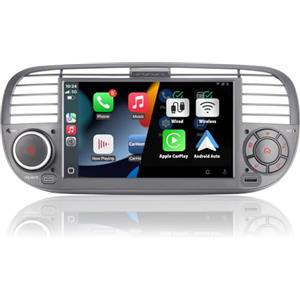 RYUIXPUL Autoradio per FIAT 500 radio con schermo touchscreen USB Bluetooth FM/AM Linux Sistema doppio din stereo auto con Carplay wireless/Android Auto (Black)