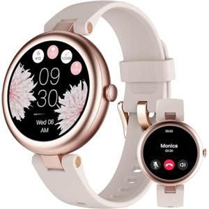 SHANG WING Smartwatch Donna Piccolo Rotondo Risposta Chiamate per Android iOS Orologio Contapassi Cardiofrequenzimetro da Polso Saturimetro Orologio Fitness Notifiche 100+ Modalità Sportive