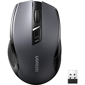 UGREEN Mouse Wireless 2.4 GHz Ergonomico Silenzioso con Ricevitore USB 5 Livelli DPI 4000 Max Durata ‎Batteria 18 Mesi per PC Mac Laptop Windows macOS Linux, Nero
