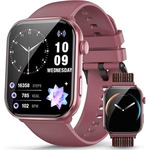 Blackview Smartwatch Donna Uomo, 1.96' HD AMOLED Orologio Intelligente Fitness, Effettua e Rispondi alle Chiamate/112+ Sportive/SpO2/Monitoraggio del Sonno/Cardiofrequenzimetro per Android IOS