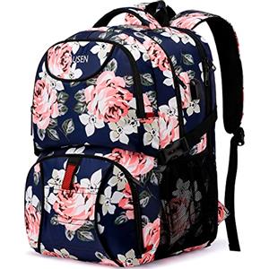 HILUSEN Zaino Porta PC 17.3 Pollici Donna Grande 50L Impermeabile Pranzo Zaino Lavoro con Caricatore USB Zaino Laptop Computer Notebook Zaini per PC Portatili Viaggio Ufficio Scuola Università-Blu Rosa
