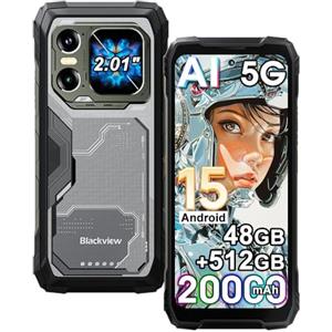 Blackview xplore 1 5G Rugged Smartphone Android 15, 48GB+512GB/2TB Telefono Robusto 20000mAh, 64MP+50MP AI Camera, 6.78" FHD+ Doppio Display, 5G Cellulari Resistente IP68, 4G/NFC/OTG/GPS/FM, Nero