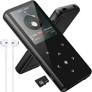 LIUWID 32GB Lettore MP3 Bluetooth 5.0, Lettore Musicale Suono Hi-Fi Altoparlante HD Integrato, Video, Registrazione Vocale, Radio FM, Supporto per Lettore di E-book Fino a 128GB (Nero)