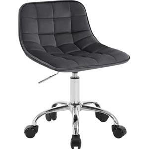 WOLTU Sedia per Studio Infantile Girevole Senza Braccioli, Sedia da Scrivania per Bambini con Rotelle, Altezza Regolabile, Velluto, Grigio Scuro