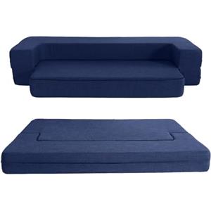 ANONER Divano Pieghevole Letto, Letto Per Gli Ospiti、Sedile Per Due Persone Cotone di Memoria,Confortevole e Spazioso，Ldeale per Case e Appartamenti di Piccole Dimensioni, Blu Scuro