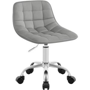 WOLTU Sedia per Studio Infantile Girevole Senza Braccioli, Sedia da Scrivania per Bambini con Rotelle, Altezza Regolabile, Velluto, Grigio Chiaro