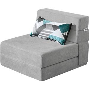 ANONER 70 x 190 cm Divano Pieghevole Futon con Cotone di Memoria e Cuscino, Divano Letto Futon Lavabile Set per Lettura Yoga Ufficio, Grigio Chiaro