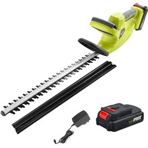 DEWINNER Tagliasiepi senza fili, 20 V, doppio interruttore e doppia maniglia, con batteria agli ioni di litio 2,0 Ah e caricabatterie, 65 cm, lama asimmetrica