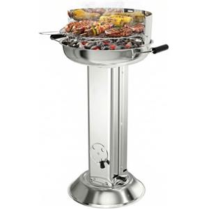 TLGREEN 58*42*85cm Barbecue a colonna in acciaio inox, Barbecue da esterno con griglia cromata, Cassetto cenere e ventilazione, Altezza regolabile in 4 posizioni, per Outdoor, Giardino, BBQ, Balcone