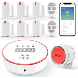 YISEELE Allarme Casa Senza Fili: Antifurto casa con connettività 5 GHz Wi-Fi e App salvavita anziani - Incluso Sirena 125DB - 6 Sensori Porta/Finestra - 2 Telecomandi - Hub - Compatibile Alex & Google