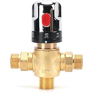 Tremax Miscelatore termostatico,valvola miscelatore doccia con connettore da 1/2''G, valvola di miscelazione acqua calda e fredda, scala centigradi