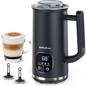 SIMPLETASTE Montalatte Elettrico 4 in 1, Schiuma per Latte Calda e Fredda, Riscalda Latte e Cioccolata, Rivestimento Antiaderente, Spegnimento Automatico, Silenzioso e Senza BPA