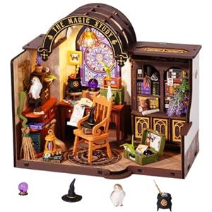 Rolife Kit per casa in miniatura fai da te, mini kit di costruzione della casa Lo studio magico, kit in miniatura per casa delle bambole da scrivania, decorazione per libreria, modello regalo DG166