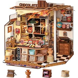 Rolife Miniature Casa Cioccolateria di Henry, 330 pezzi Kit Casa in Miniatura DIY, Modellismo da Costruire Adulti Casa delle Bambole in Legno Puzzle 3D per Adolescenti Nessun collante necessario