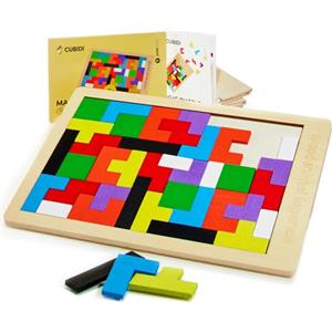 CUBIDI® Puzzle originale Tangram Promuove il pensiero logico e l'immaginazione spaziale Gioco di abilità in legno di tiglio di alta qualità Giocattolo in legno per ragazzi e ragazze dai 4 anni in su
