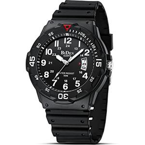 HANPOSH Orologio Uomo Orologi Analogico Al Quarzo Impermeabile In Gomma Siliconica Con Data Luminosa Attività All'aria Aperta Per Uomini e Uomini Per Papà