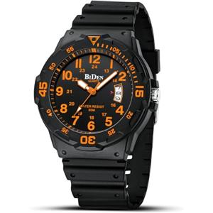 HANPOSH Orologio Uomo Orologi Analogico Al Quarzo Impermeabile In Gomma Siliconica Con Data Luminosa Attività All'aria Aperta Per Uomini e Uomini Per Papà