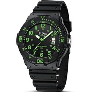 HANPOSH Orologio Uomo Orologi Analogico Al Quarzo Impermeabile In Gomma Siliconica Con Data Luminosa Attività All'aria Aperta Per Uomini e Uomini Per Papà