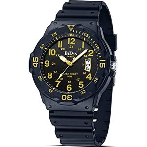 HANPOSH Orologio Uomo Orologi Analogico Al Quarzo Impermeabile In Gomma Siliconica Con Data Luminosa Attività All'aria Aperta Per Uomini e Uomini Per Papà