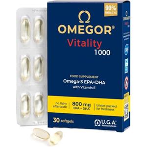 Omegor Omega 3 IFOS 5 Stelle OMEGOR Vitality 1000 - Omega3 EPA 535mg e DHA 268 mg - 30 Capsule Senza Retrogusto e Facili da Digerire