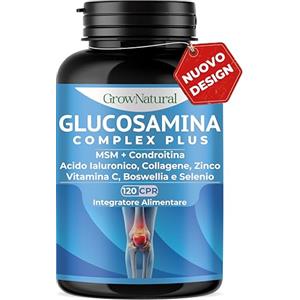 GrowNatural Glucosamina Condroitina MSM alto Dosaggio - Integratore Articolazioni e Cartilagine con Vitamina C, Collagene, Acido Ialuronico, Boswellia, Zinco, Manganese e Selenio - Made in Italy