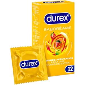 Durex - Preservativi con sapori fruttati - fragola, banana, arancia e mela, 12 preservativi