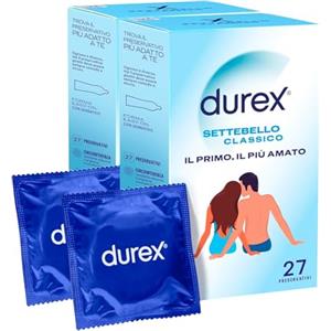 Durex Settebello Classico Preservativi | 2 Confezioni da 27 Pz Ognuna | 54 Profilattici