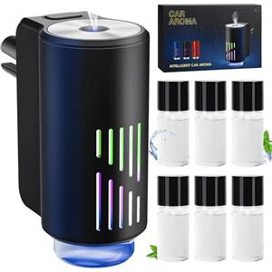 Towonshy Profumatore Auto Diffusore con 6 Fragranze, Elettrico Fragranze Deodorante, Nebulizzatore ad Ultrasuoni, 3 Modalità, ON/Off Automatico, Batteria Integrata, Francese Fragranza Fino a 12 Mesi CFK-6Z
