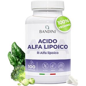 Bandini® Acido Alfa Lipoico ALA a Rilascio Ritardato | 100 Capsule | Adatte ad un'alimentazione Vegana | Assorbimento massimo | Antiossidante naturale | Protegge dallo Stress Ossidativo | 100% Vegan