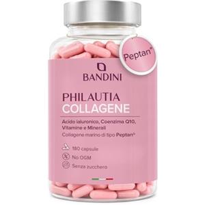 Bandini® Collagene Peptan® e Acido Ialuronico 180 Capsule, Collagene Marino Idrolizzato Tipo 1 con Coenzima Q10, Vitamina C, Biotina, Zinco e Selenio, Integratore Donne per Articolazioni, Pelle e Ossa