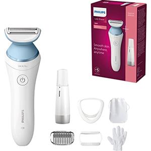 Philips Rasoio da donna Philips Serie 8000 - Rasoio cordless con 5 accessori inclusi Guanto esfoliante, pettine rifinitore (Modello BRL166/91)