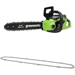 Greenworks Motosega a Batteria con Motore Brushless, Lunghezza Barra 14-Pollice (35 cm), SENZA Batteria 40V e Caricabatterie + Greenworks 35cm Catena