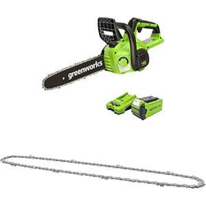 Greenworks Motosega a Batteria, Lunghezza Barra 12 Pollice (30cm), Batteria 40V 2Ah e Caricabatterie + GreenWorks 30cm Caten
