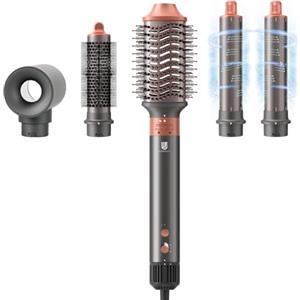 webeauty [6 in 1] Phon Capelli, 110,000 GIRI/MIN, 30M/S Asciugacapelli, 500 Milioni Ioni con Spazzola Asciugacapelli,Spazzola Rotonda, Arricciacapelli Ad Aria, Grigio