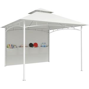 Outsunny Gazebo da Giardino 3x3 m con Tende, Tasche Portaoggetti, Gancio a Soffitto, Gazebo da Esterno con Doppio Tetto, Fori di Drenaggio in Metallo, per Giardino Balcone Feste Patio, UV30+, Crema