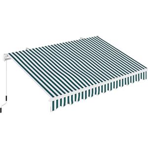 Outsunny Tenda da Sole 4x2.5 m con Braccio Avvolgibile, Tenda Parasole da Esterno a Manovella in Alluminio e Tessuto Poliestere 280g/㎡, Protezione UV, per Giardino, Balcone e Terrazza, Verde e Bianco