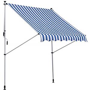 Outsunny Tenda da Sole per Esterno 2x1.5 m per Esterno a Rullo con Manovella, Telaio Telescopico e Angolazione Regolabile, Blu