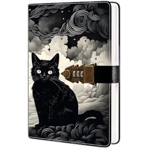 HwxBen Taccuino con lucchetto per ragazze, donne e uomini - A5, 244 pagine a righe, chiusura a combinazione, pelle PU, diario elegante per scuola, lavoro o da portare in viaggio.
