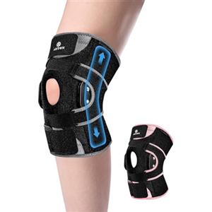 ABYON Ginocchiera articolata per uomo e donna - Supporto con stabilizzatori laterali in metallo e cinturino regolabile a 360° per lesioni al menisco, dolore ACL/MCL, artrite e post-operatorio