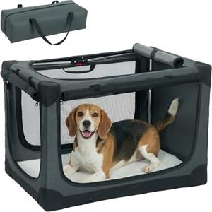 PawHut Trasportino Morbido per Cani Media/Piccola e Gatti, Trasportino Pieghevole Cuccia da Viaggio con Cuscino, Copertura Lavabile, Porte, in Oxford Traspiranti 600D, 76x54x54 cm, Verde